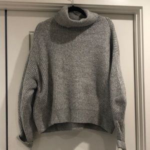 Oversized grey turtleneck sweater